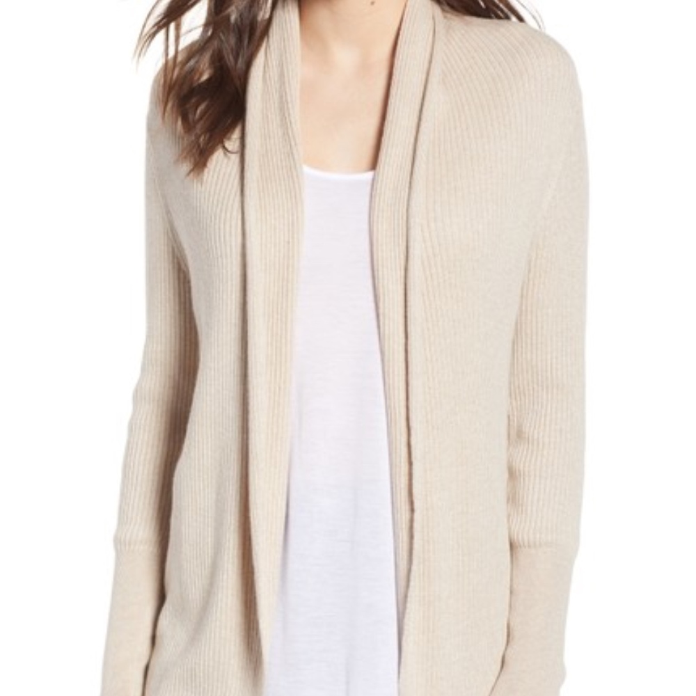BP Long tan, open sweater